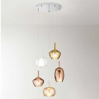 Lampadario 5 luci doppio vetro di Murano multicolor